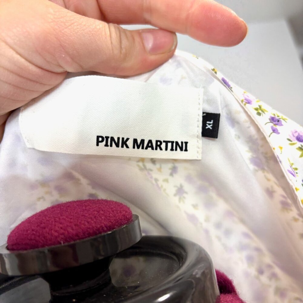 Pink Martini Riley Floral White Midi Dress Ruffle Trim sz XL Summer Date night - Picture 11 of 11
